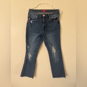 Hydraulic Dark Blue Distressed Flare Jeans